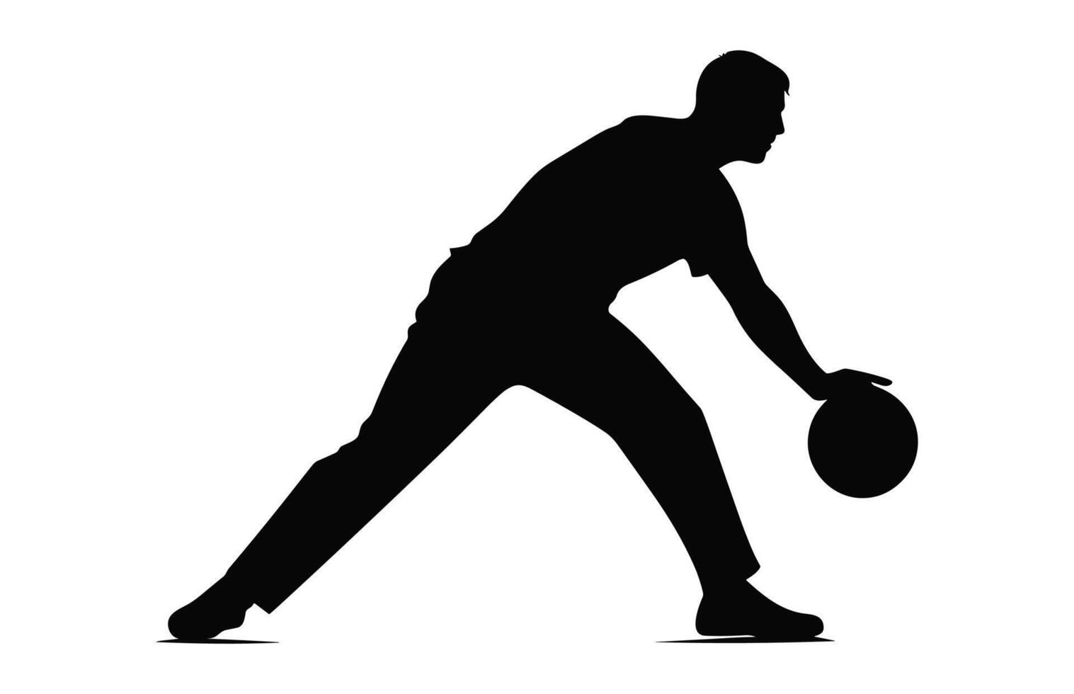 Bowling Player Silhouette Vector, A Male Bowler black Clipart vector
