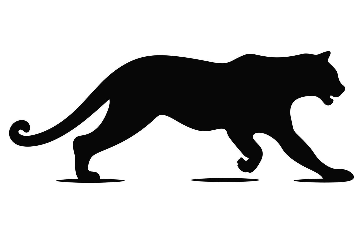 Cheetah black Silhouette Vector isolated on a white background, Running Cheetah Clipart