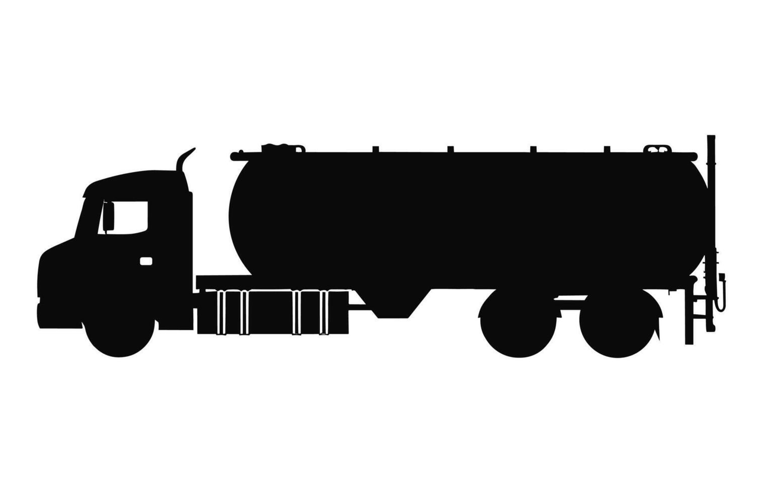 Tanker Truck black silhouette vector, Fuel tank truck vector clipart isolated on a white background