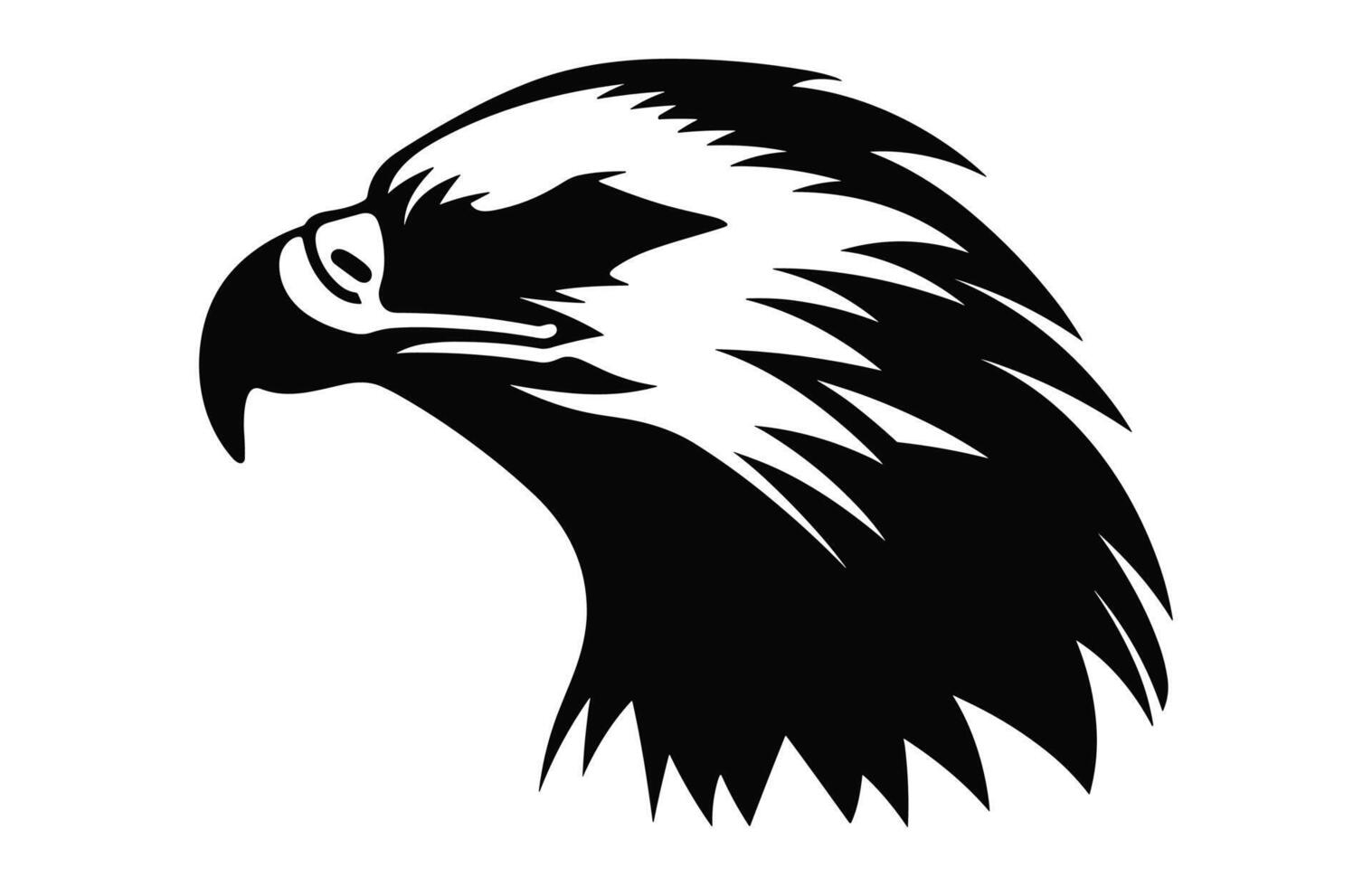 Bald Eagle Head Silhouette Vector, Eagle face black Clipart isolated on a white background vector
