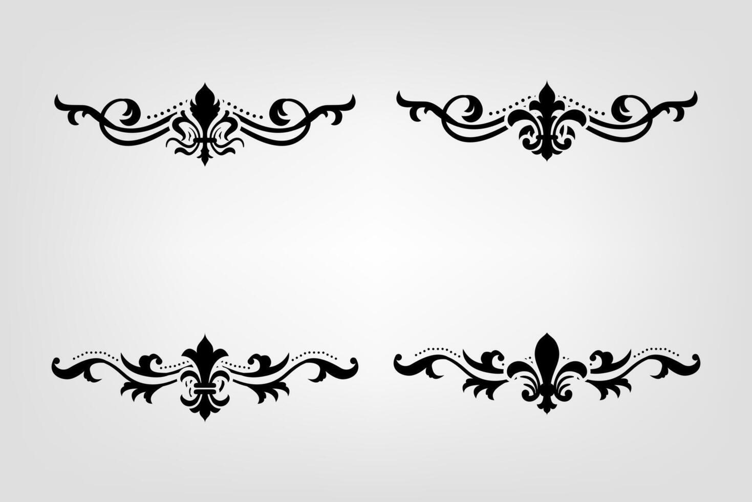 Text separator Baroque decoratice divider book typography ornament design elements vintage dividing shapes Border illustration vector