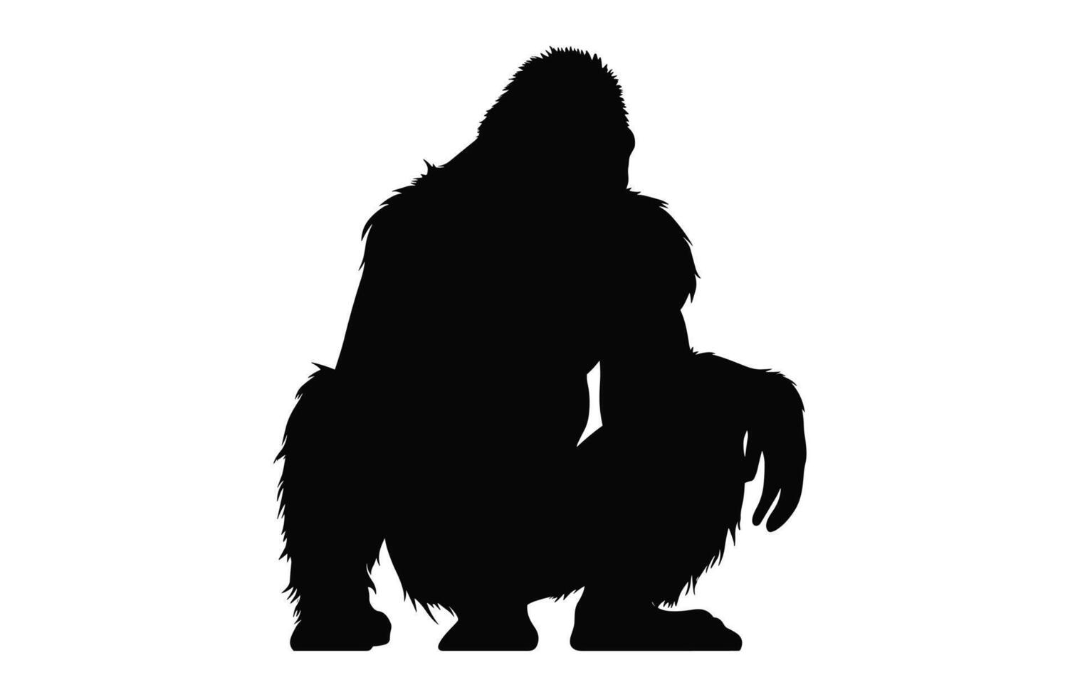 Ape black silhouette isolated on a white background, A Chimpanzee ape vector clipart