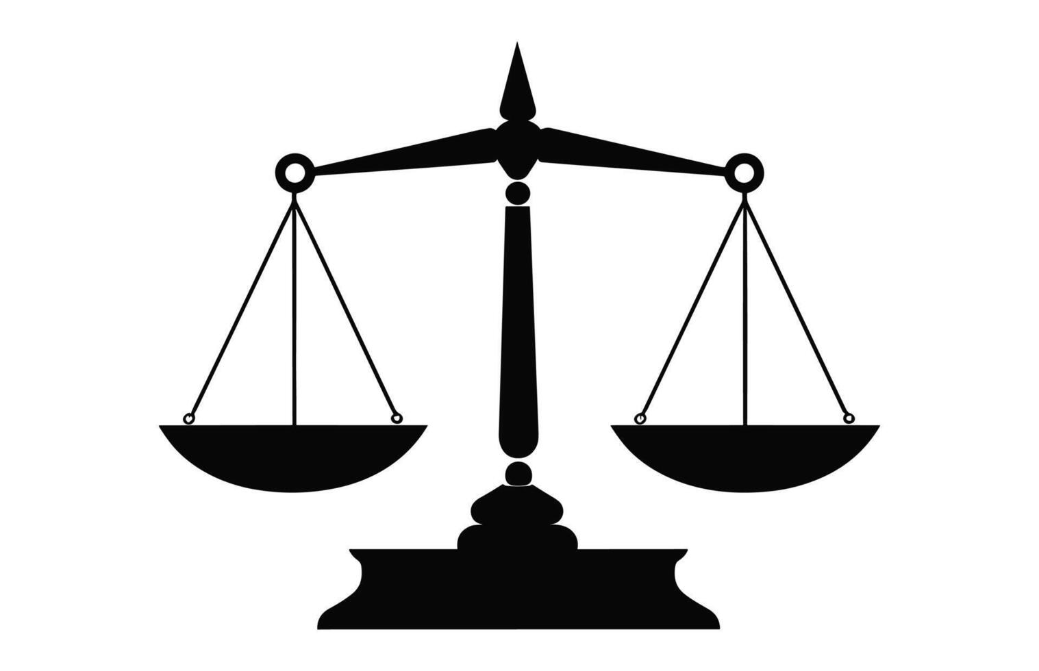 Weight Balance Scale silhouette Vector, Beam balance measuring Scale black silhouette isolated on a white background vector