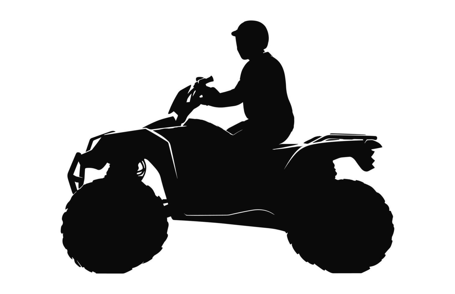 Pilot riding Atv black silhouette isolated on a white background, A Man Riding atv black vector