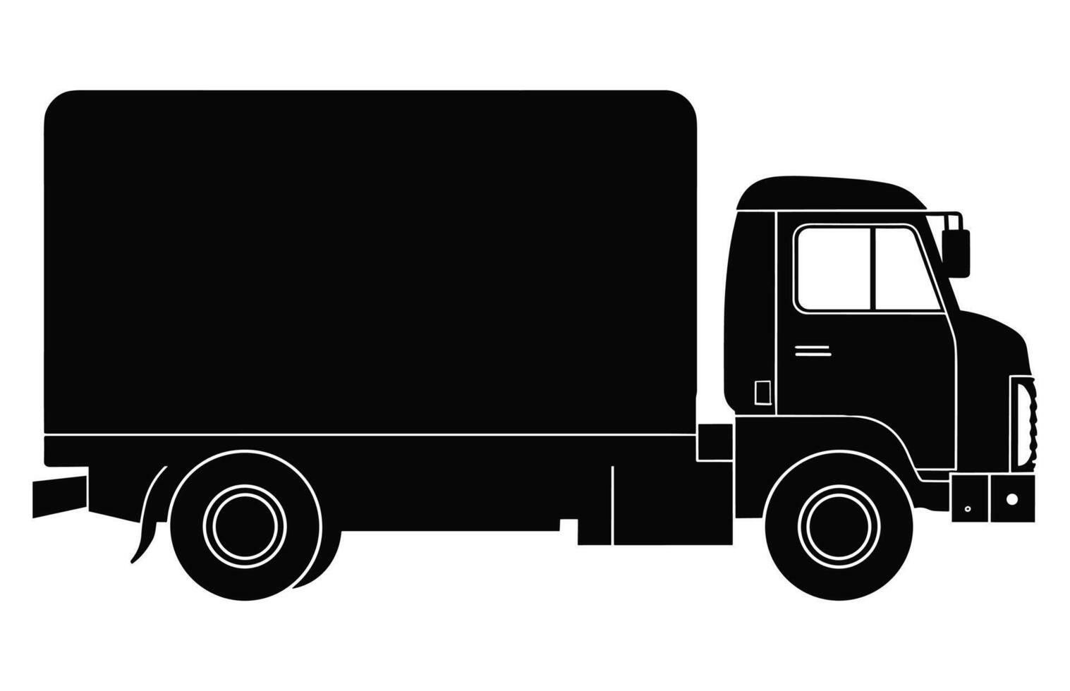 Vintage Milk Truck Silhouette isolated on a white background, Milk tanker truck black vector