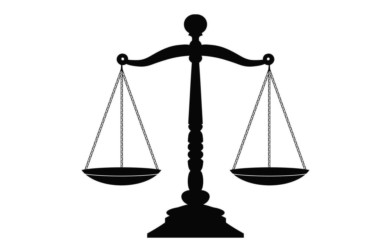 Weight Balance Scale black silhouette, Beam balance measuring Scale vector isolated on a white background