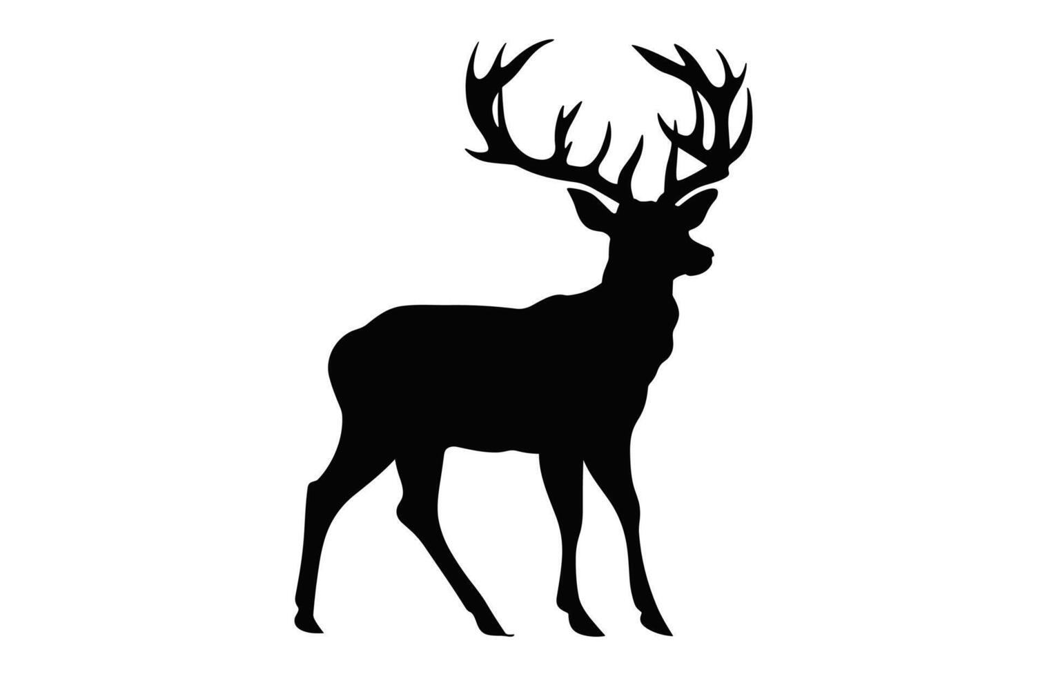 Deer Silhouette black vector, Deer antler Clipart isolated on a white background vector