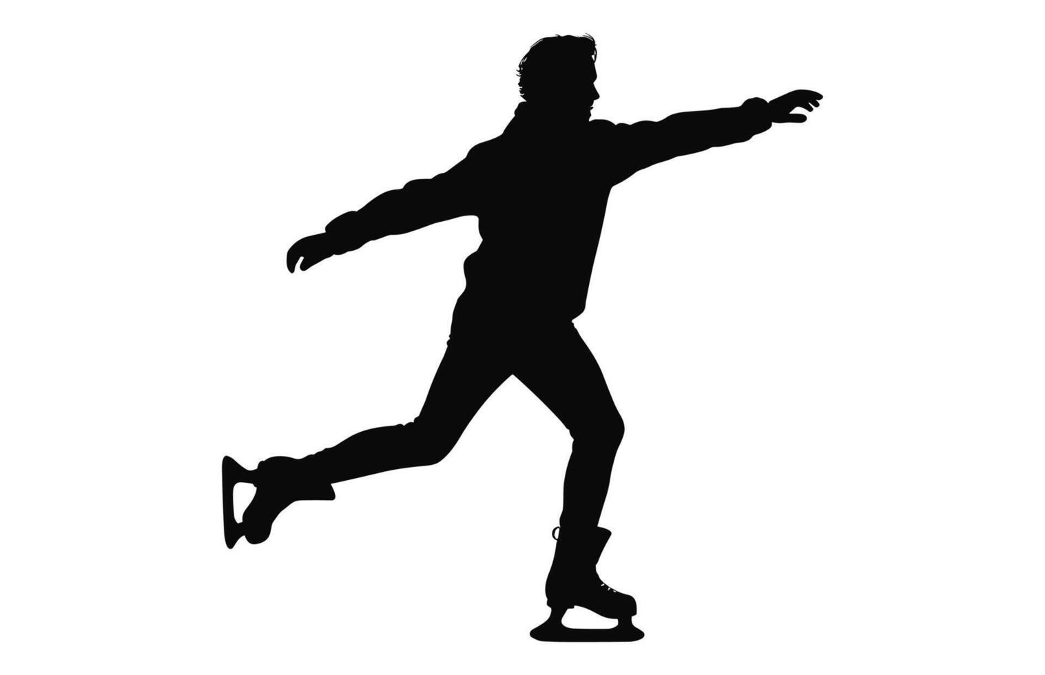 Man Figure Ice Skating Silhouette Vector Bundle, Male Figure Skater Silhouettes black Clipart Set