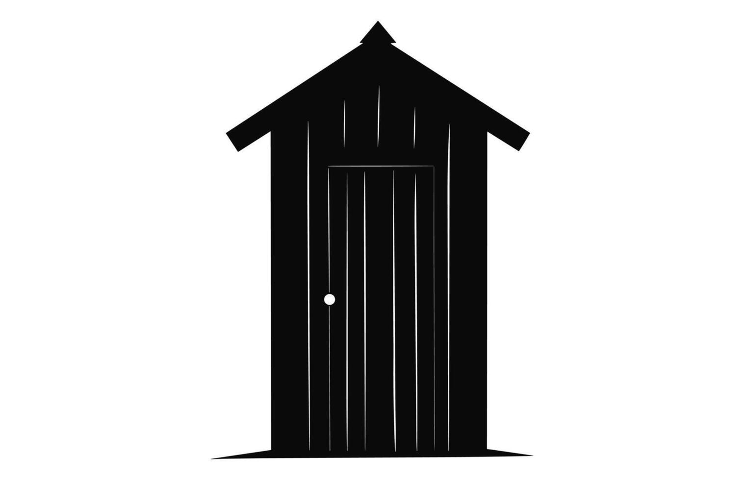 Wooden old outhouse silhouette vector isolated on a white background