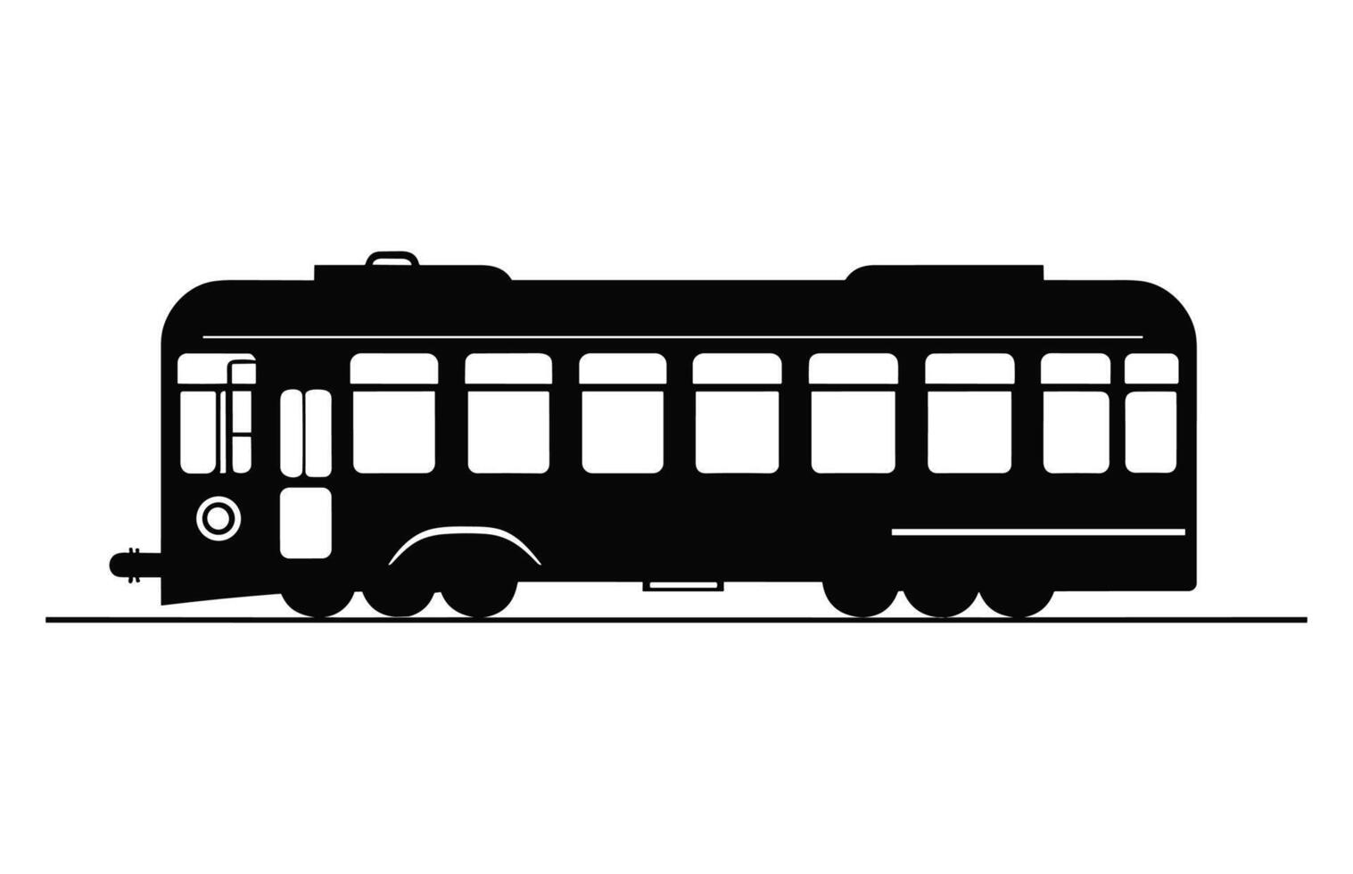 Tram Silhouette vector isolated on a white background, Cable Tram vehicle black silhouette