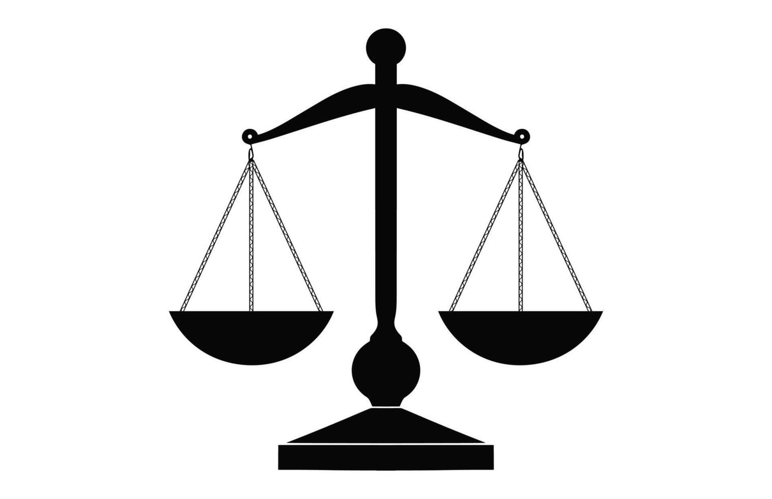 Weight Balance Scale silhouette Vector, Beam balance measuring Scale black silhouette isolated on a white background vector