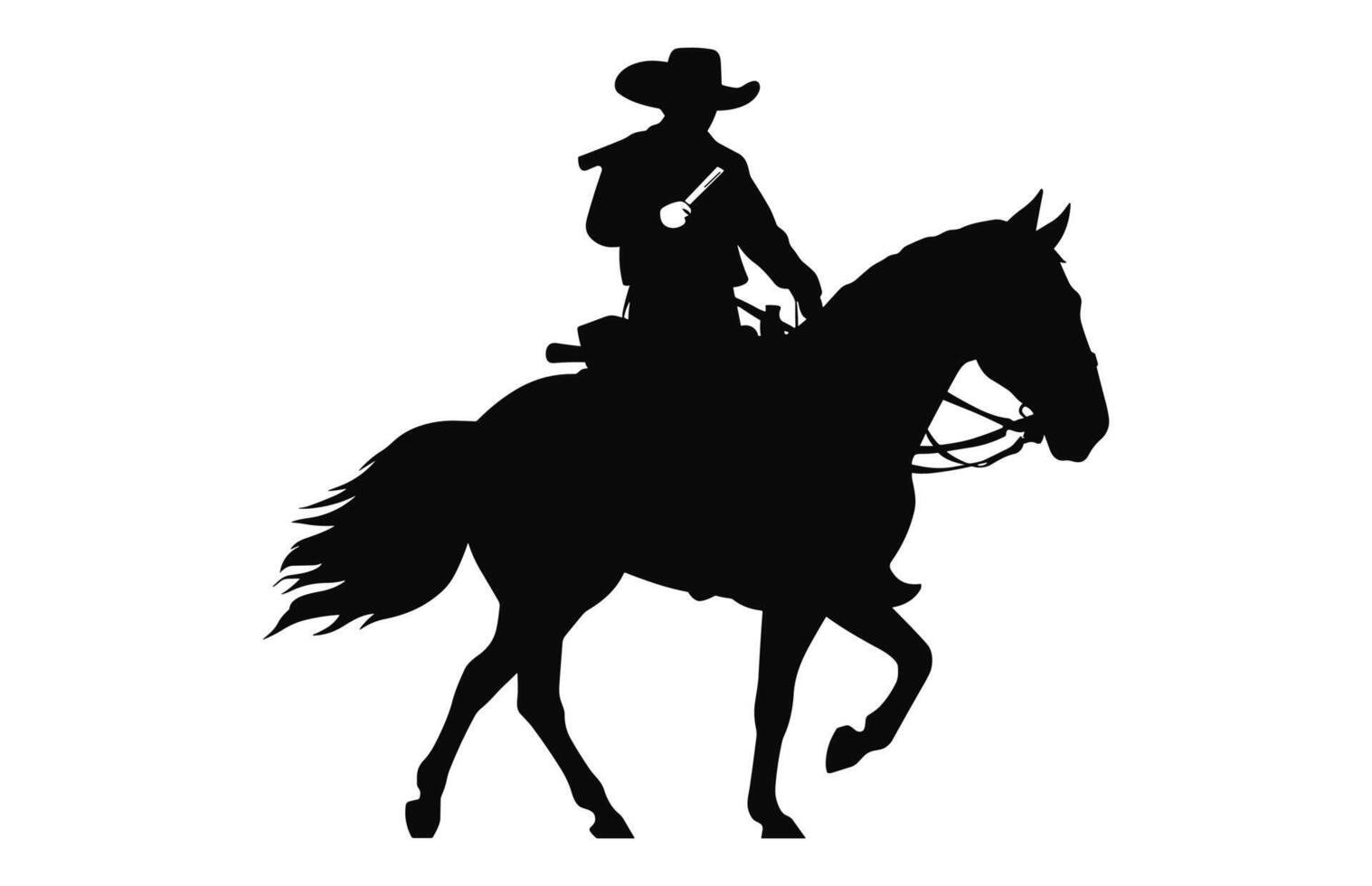 Mexican Cowboy Riding a Charro Horse silhouette vector isolated on a white background, Charro Horse Black Clipart