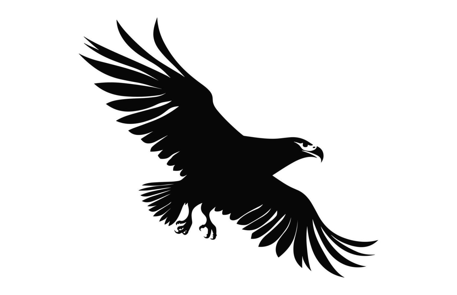 Flying Bald Eagle black and white Silhouette vector, A Bald Eagle black Clipart isolated on a white background vector