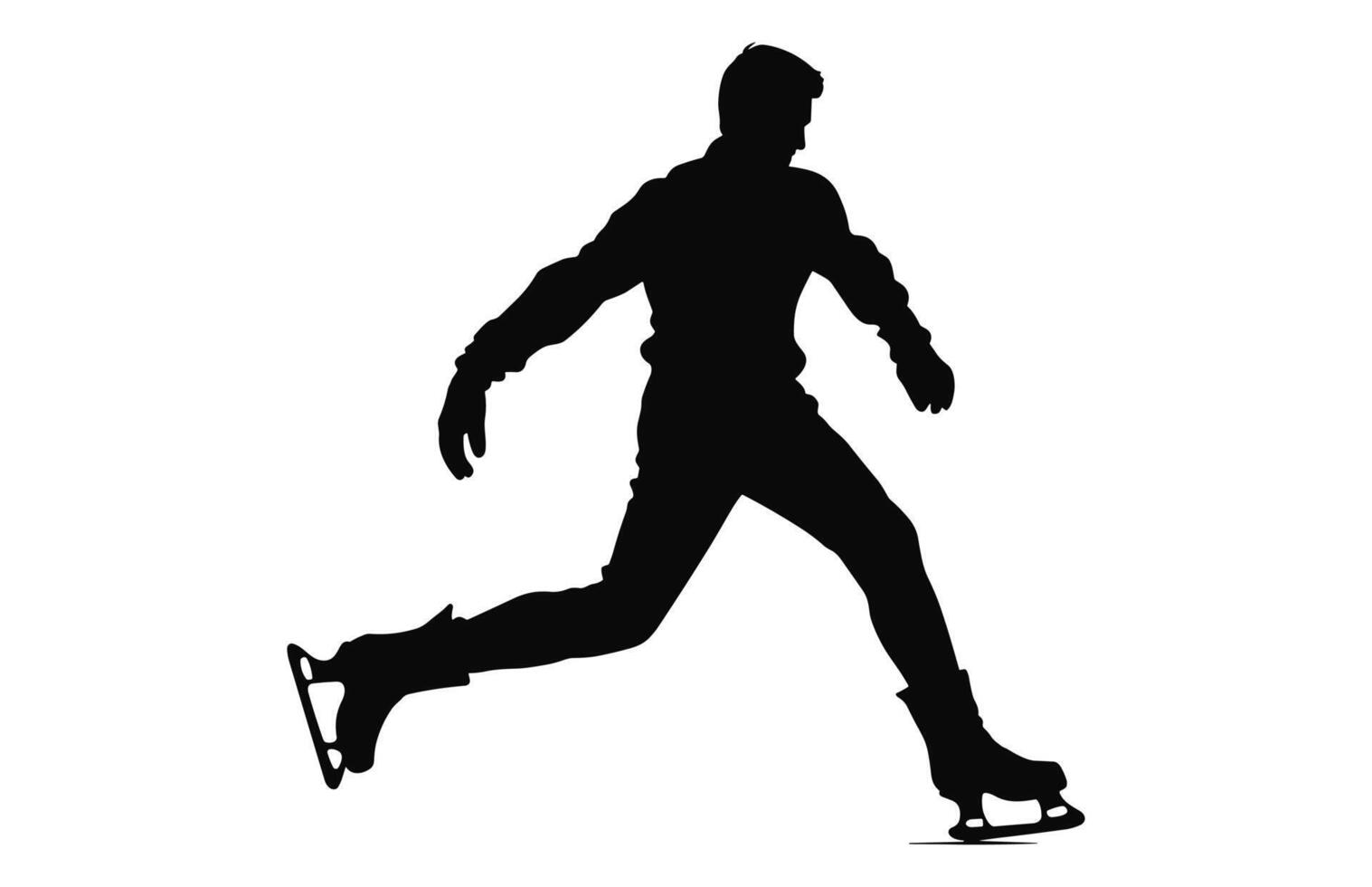 Man Figure Ice Skating Silhouette Vector Bundle, Male Figure Skater Silhouettes black Clipart Set