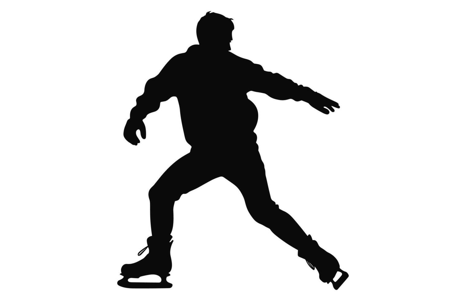 Man Figure Ice Skating Silhouette Vector Bundle, Male Figure Skater Silhouettes black Clipart Set