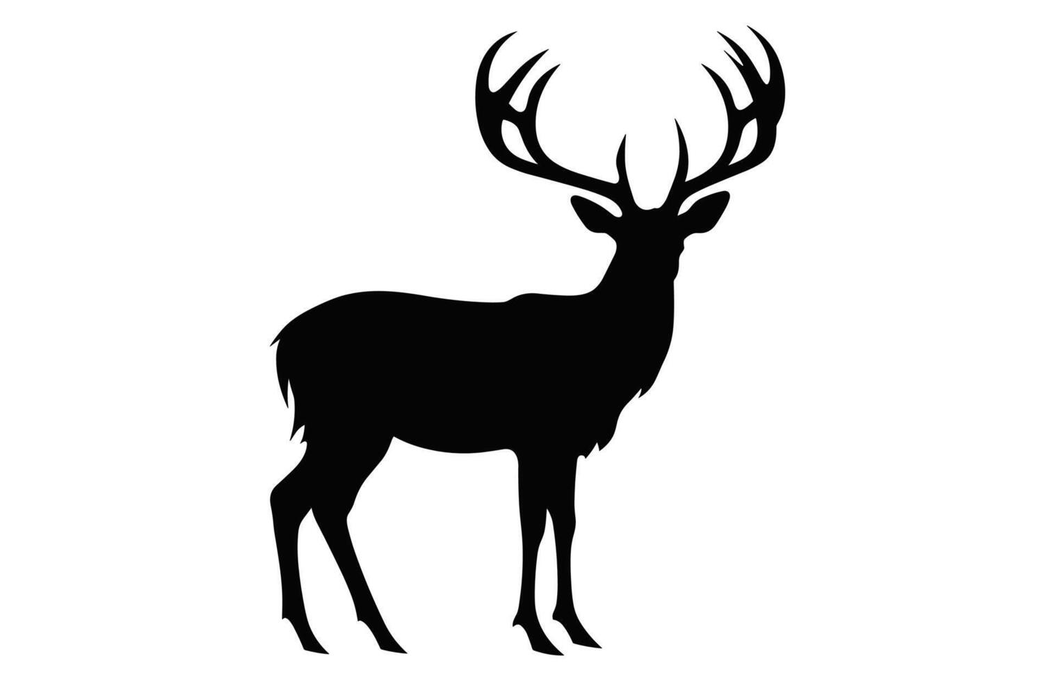 Deer Silhouette vector isolated on a white background, Deer antler black Clipart