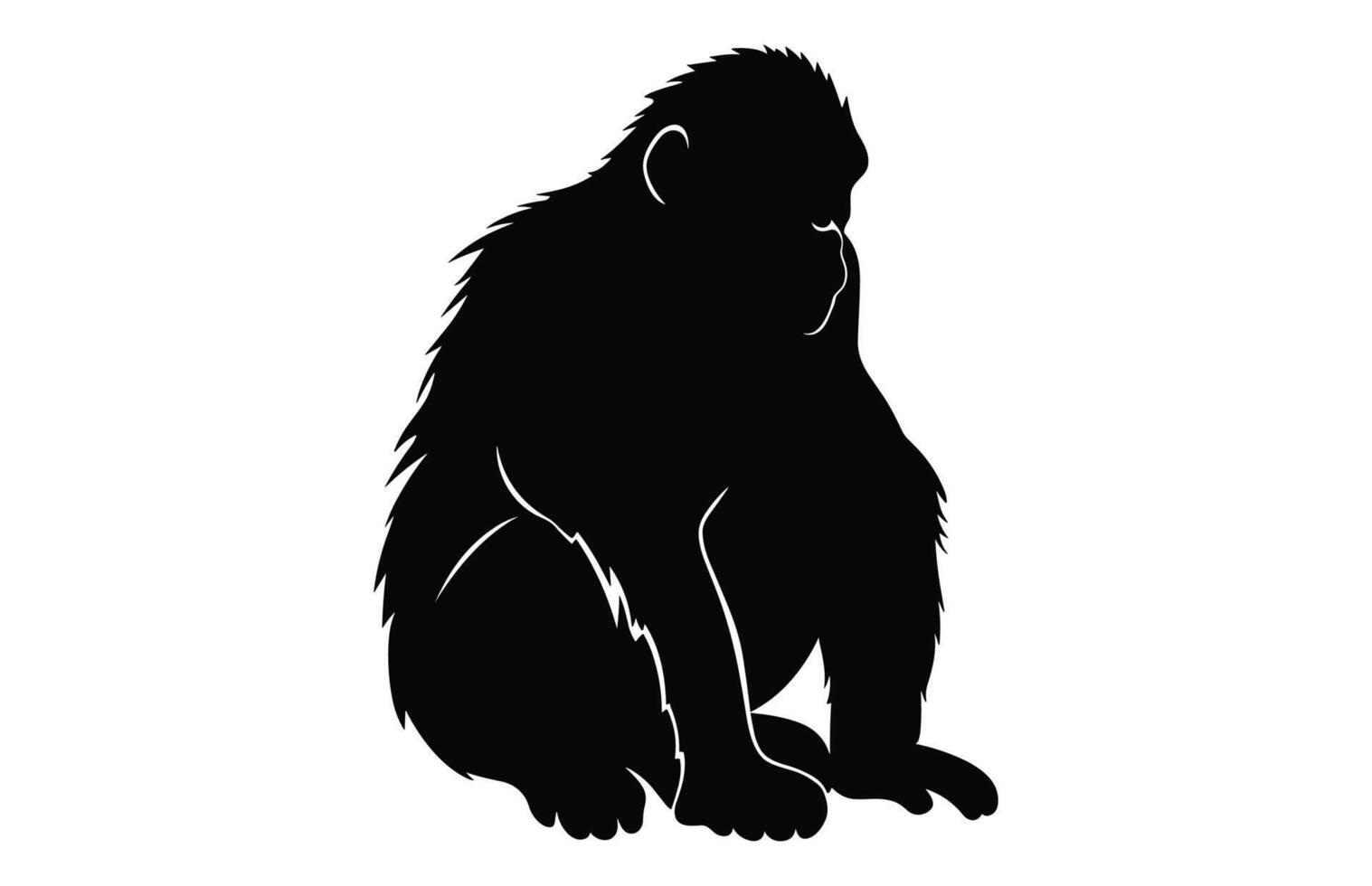 mono negro silueta aislado en un blanco fondo, un chimpancé mono vector clipart