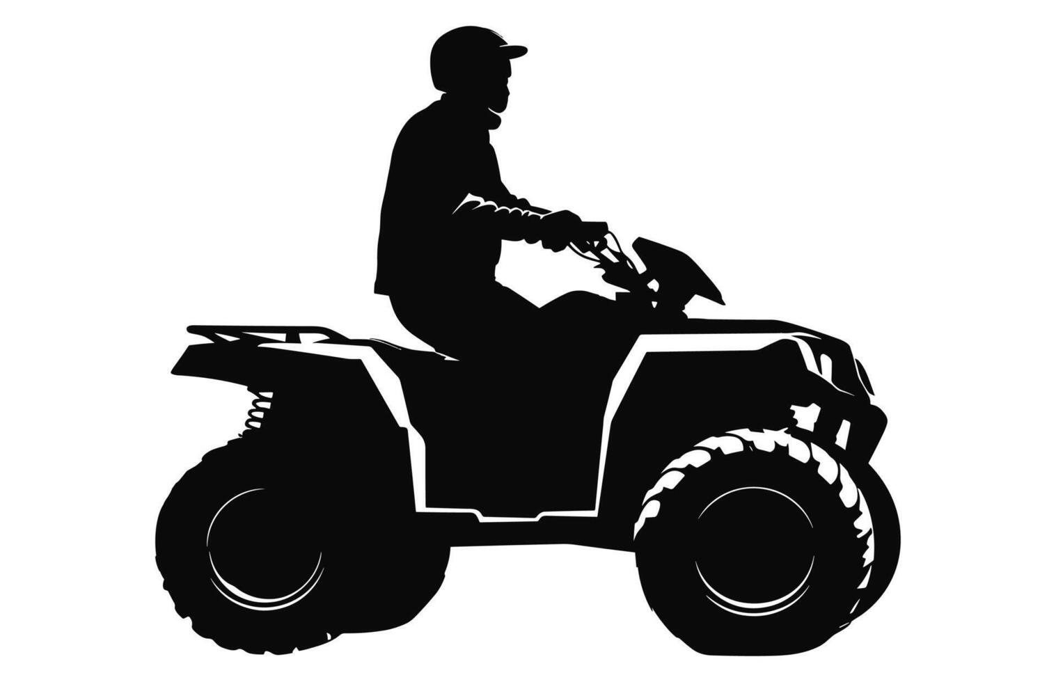 Pilot riding Atv black silhouette isolated on a white background, A Man Riding atv black vector
