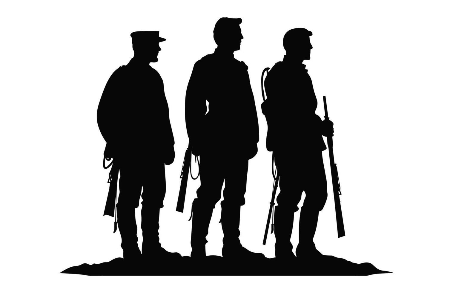 American Civil War soldiers Silhouette vector, Civil War soldier black silhouettes vector
