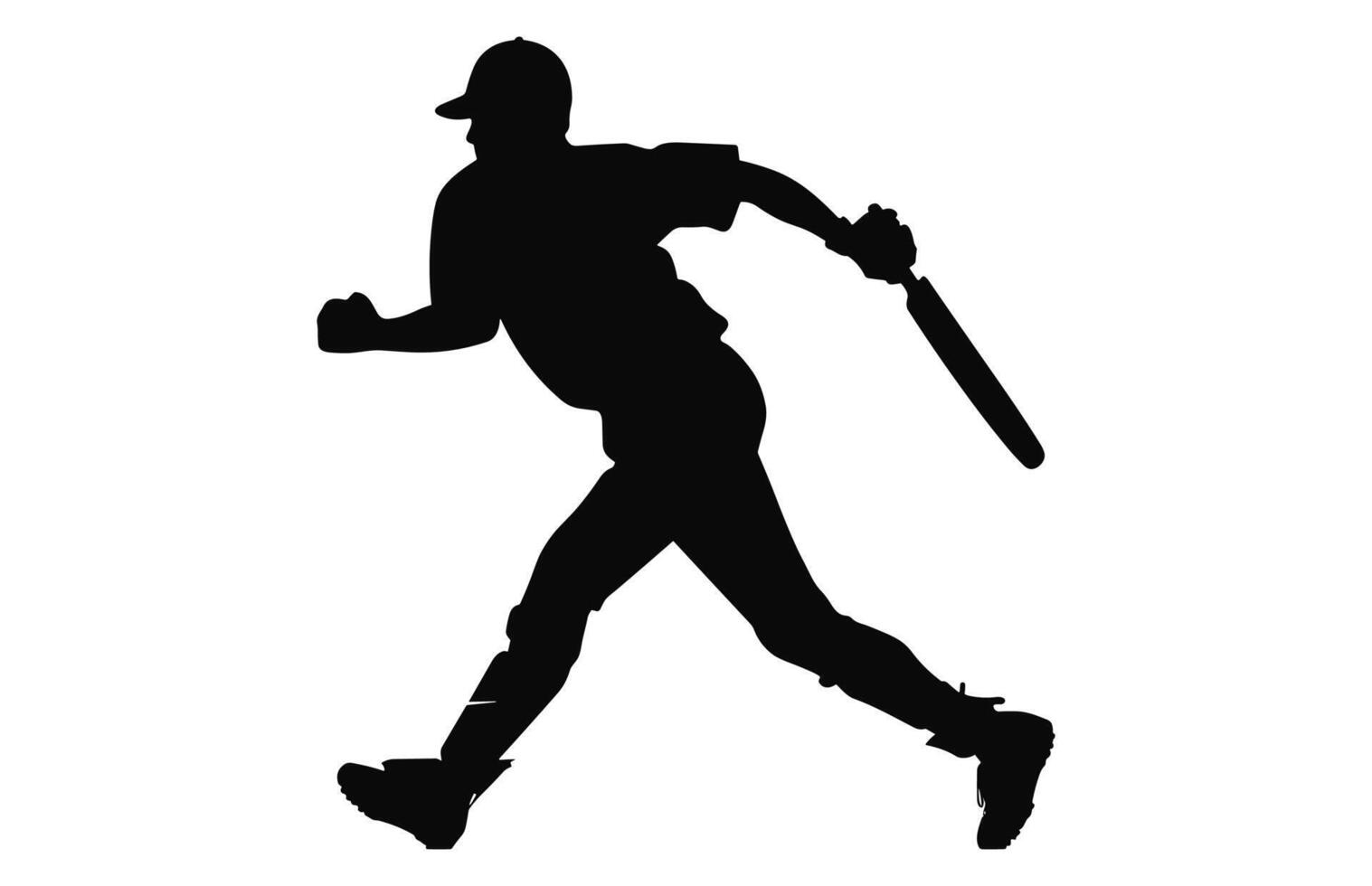 A batsman running Silhouette Clipart isolated on a white background vector