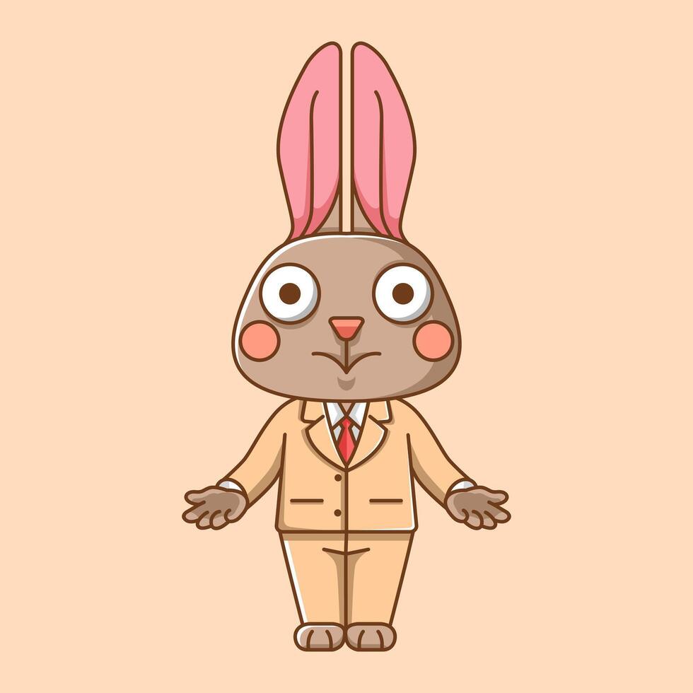 Cute rabbit  businessman suit office workers cartoon animal character mascot icon flat style illustration concept vector