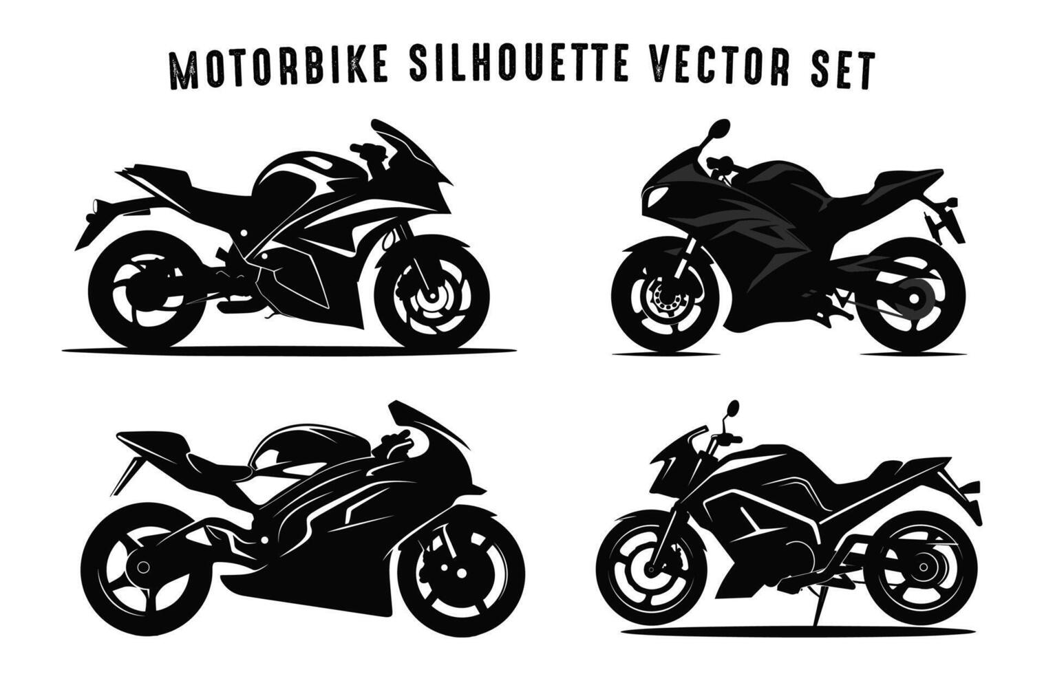 Motorbike Vector black Silhouette Bundle, Motorcycle Silhouettes Clipart Set
