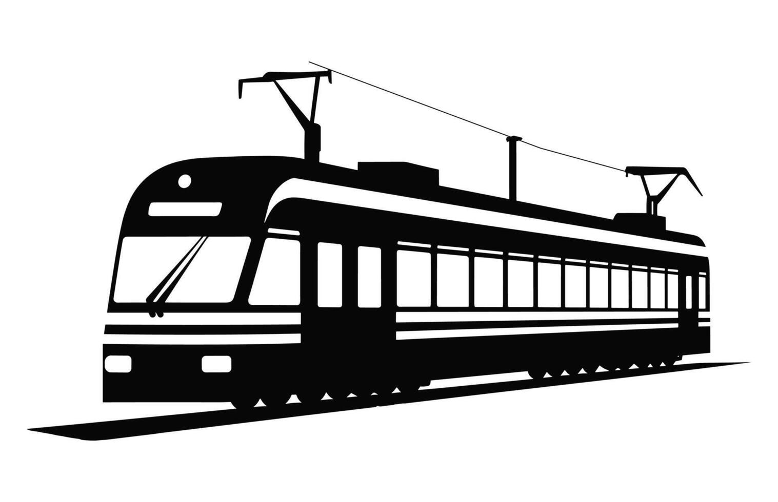 Tram Silhouette vector isolated on a white background, Cable Tram vehicle black silhouette