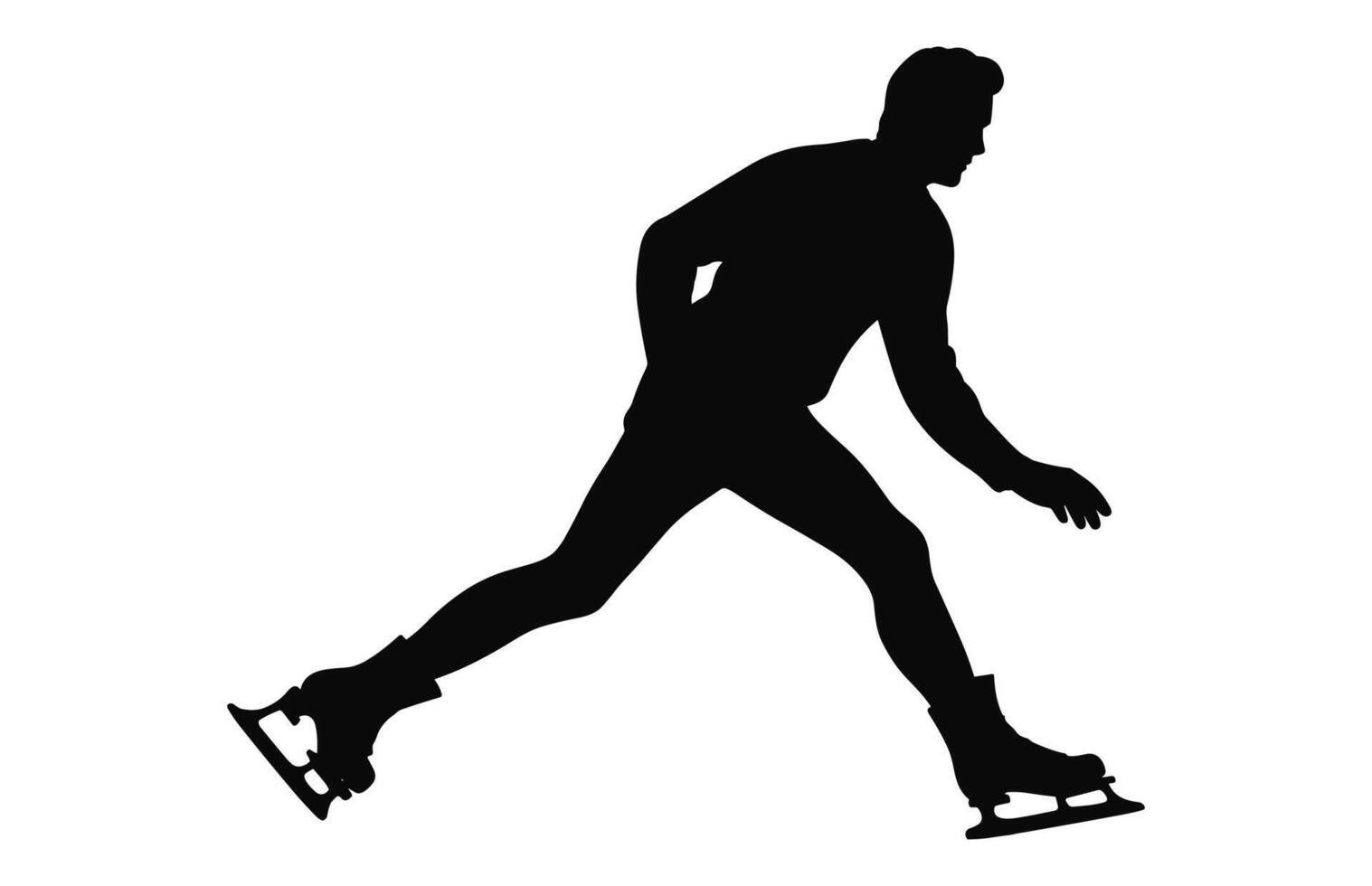 Man Figure Ice Skating Silhouette Vector Bundle, Male Figure Skater Silhouettes black Clipart Set