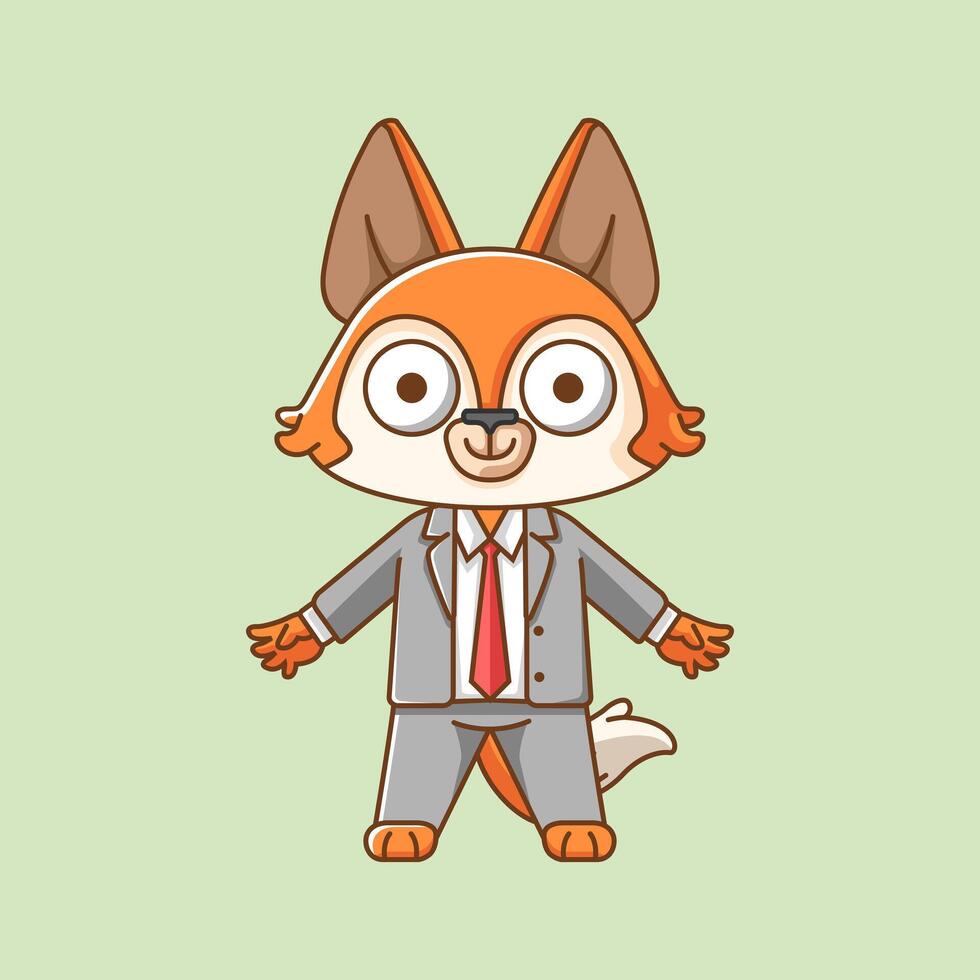 Cute fox businessman suit office workers cartoon animal character mascot icon flat style illustration concept vector