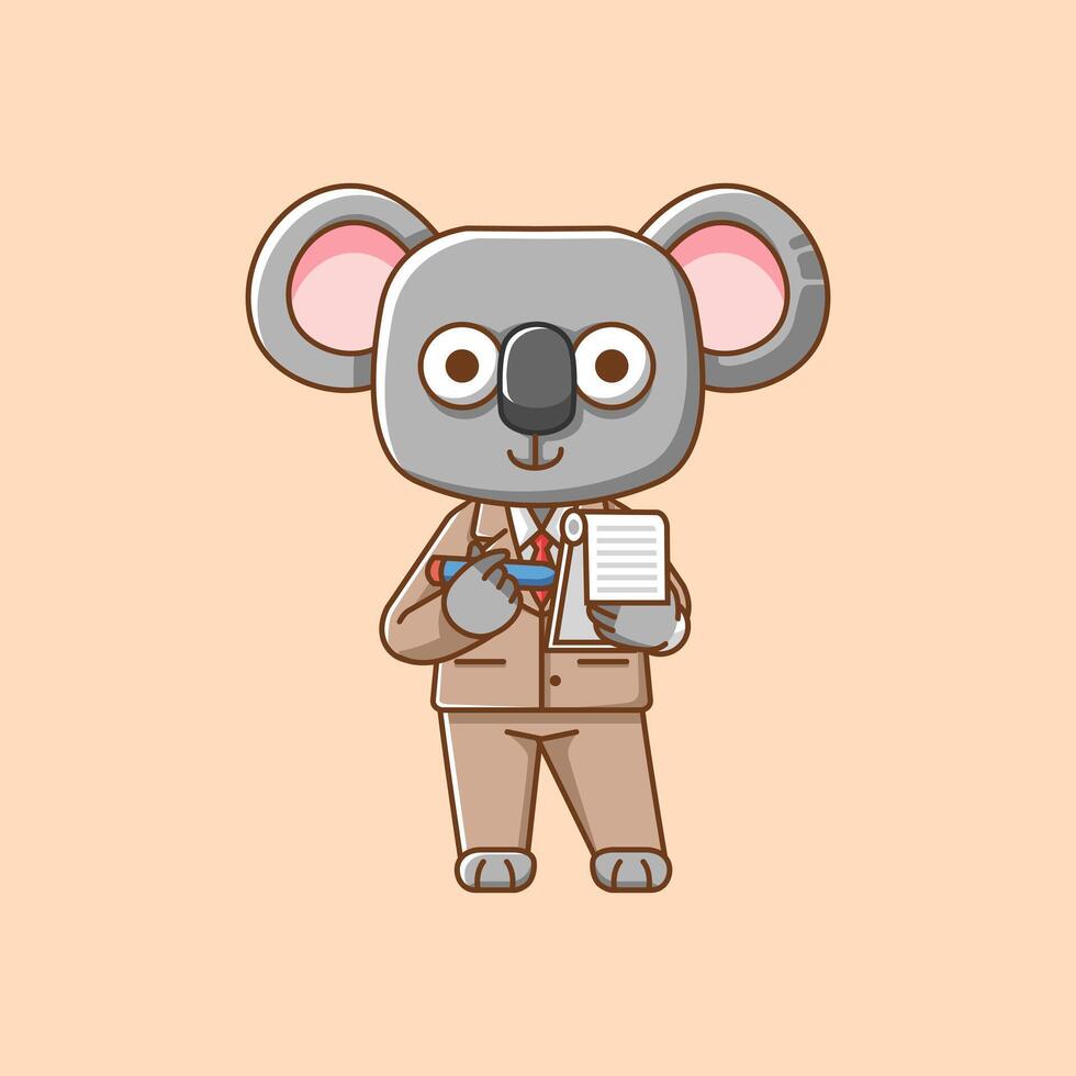 Cute koala businessman suit office workers cartoon animal character mascot icon flat style illustration concept vector