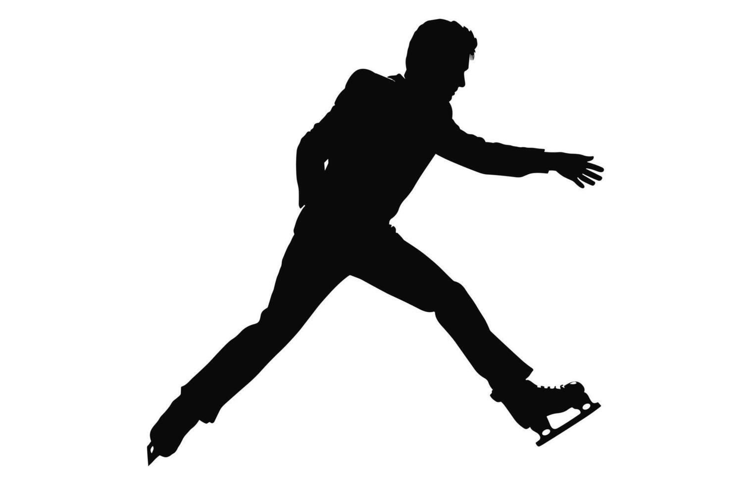 Man Figure Ice Skating Silhouette Vector Bundle, Male Figure Skater Silhouettes black Clipart Set