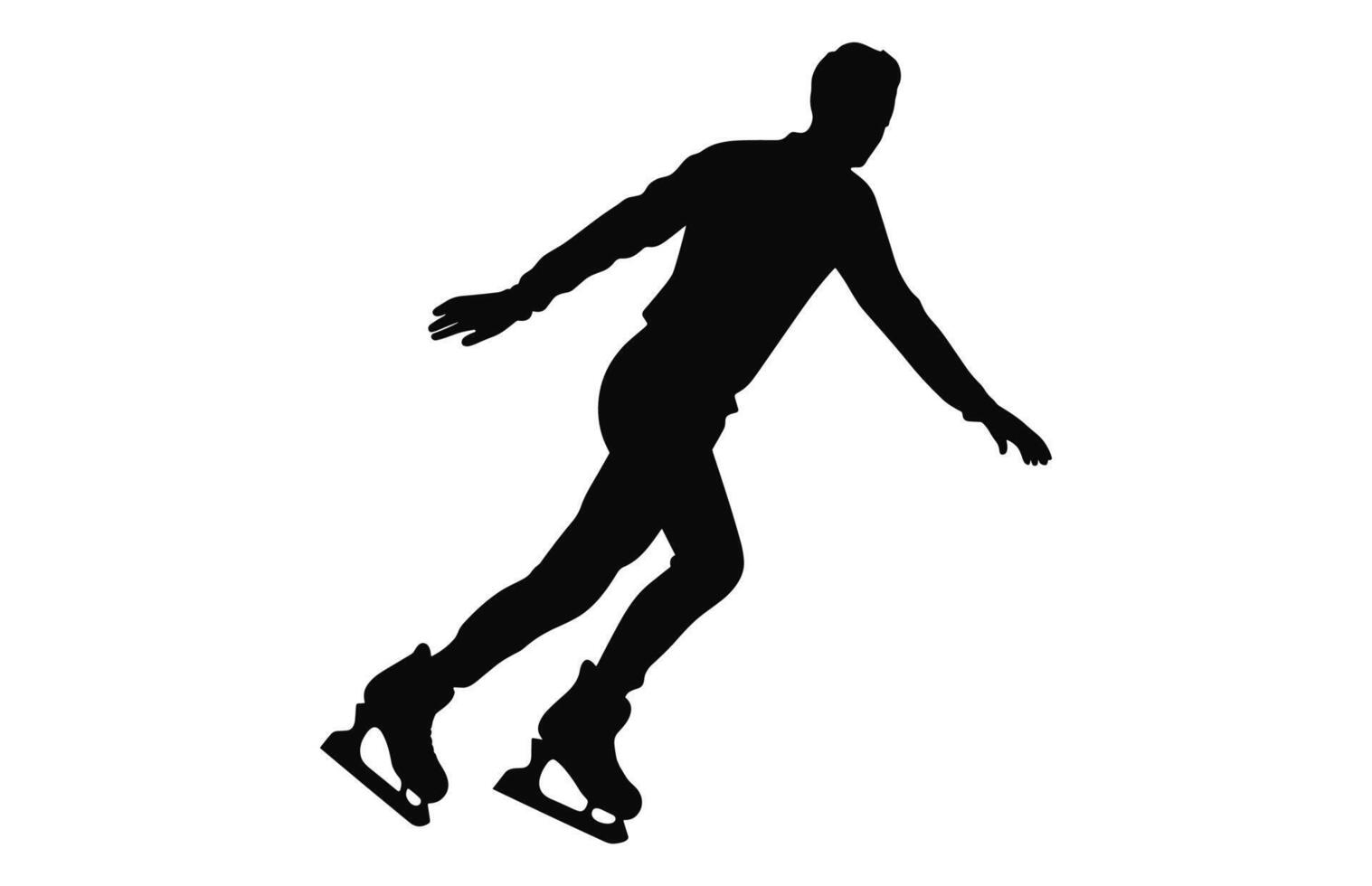 Man Figure Ice Skating Silhouette Vector Bundle, Male Figure Skater Silhouettes black Clipart Set