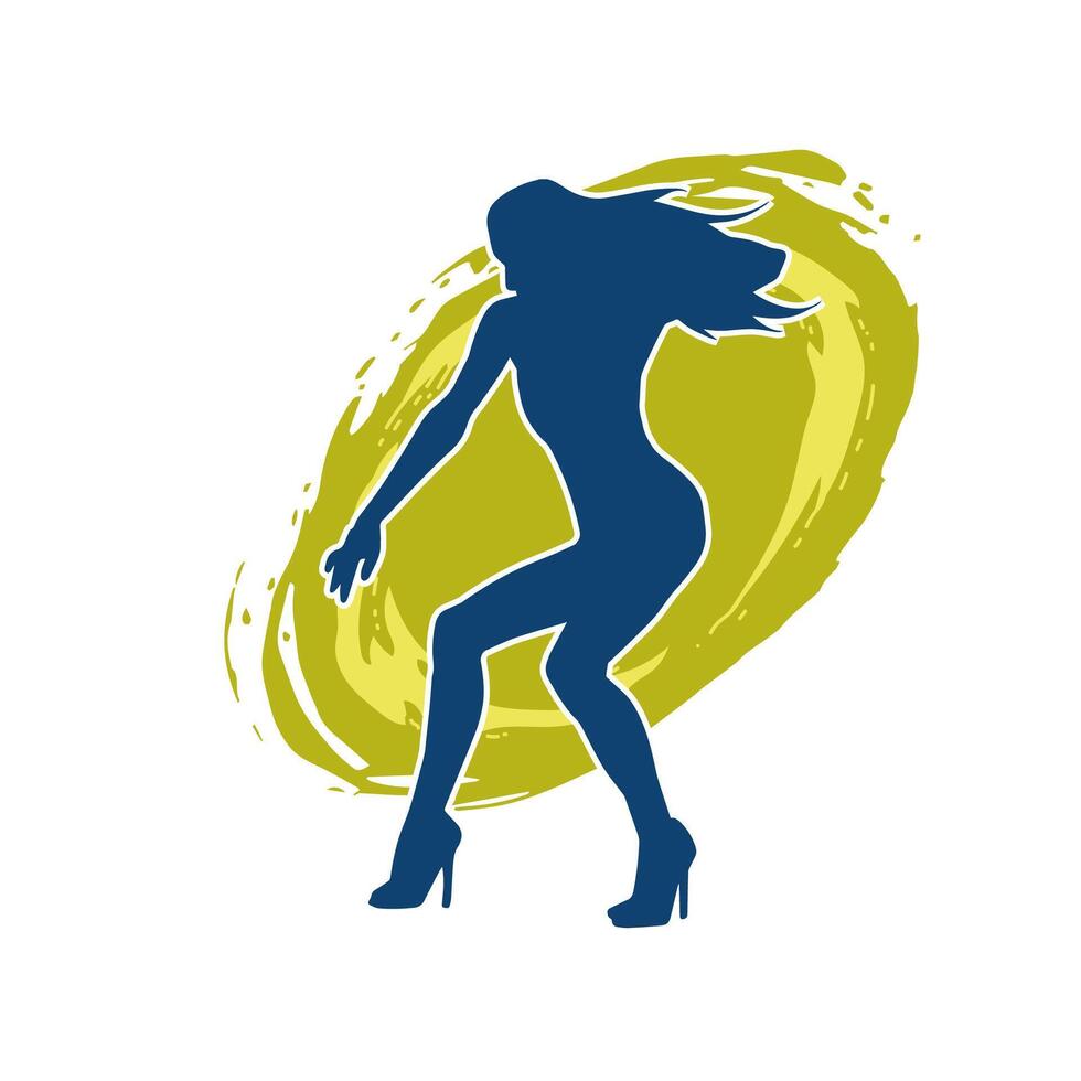 silueta de un Delgado hembra en danza pose. silueta de un mujer baile. vector