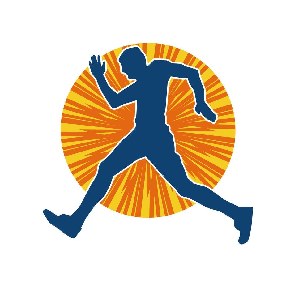 Silhouette of a sporty man in running pose. Silhouette of a male run pose. vector