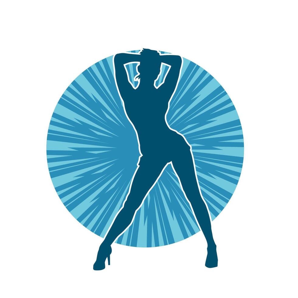 Silhouette of A Female Dancer in Action Pose. Silhouette of A Slim Woman in Dancing Pose. vector