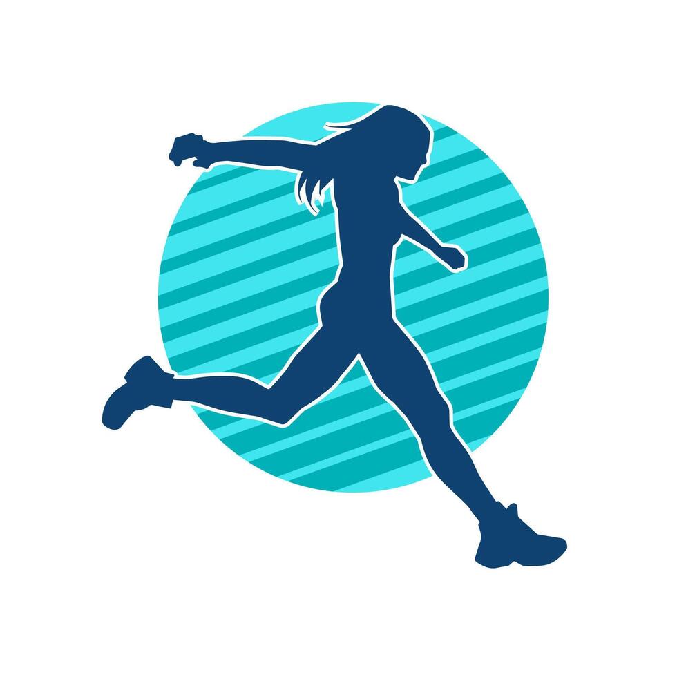 Silhouette of a sporty woman in running pose. Silhouette of a female run pose. vector