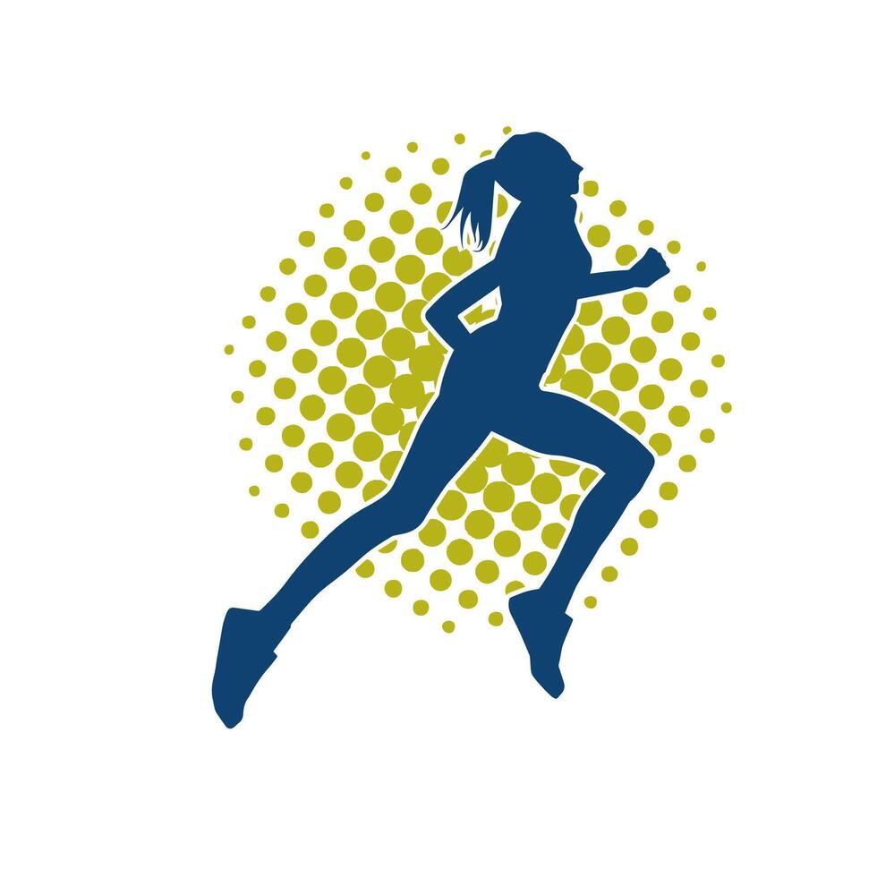 Silhouette of a sporty woman in running pose. Silhouette of a female run pose. vector