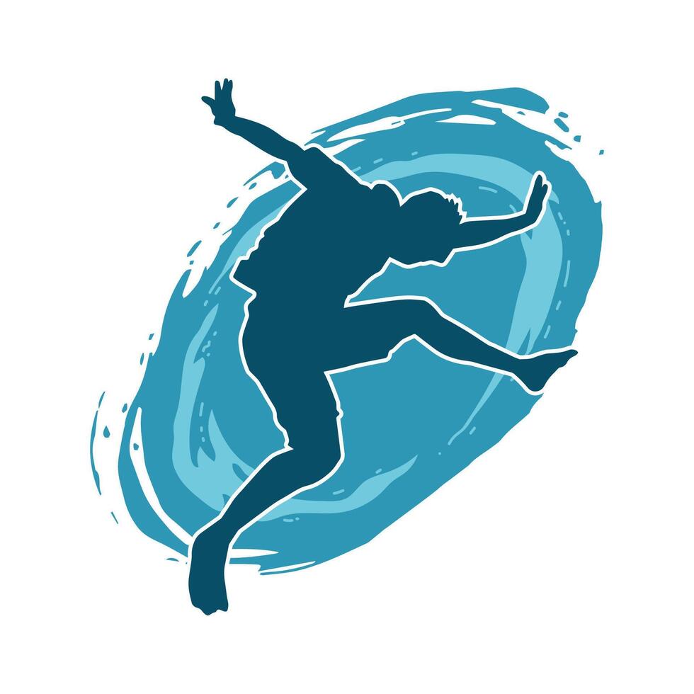 Silhouette of a man jumping pose. Silhouette of a casual male jump. vector