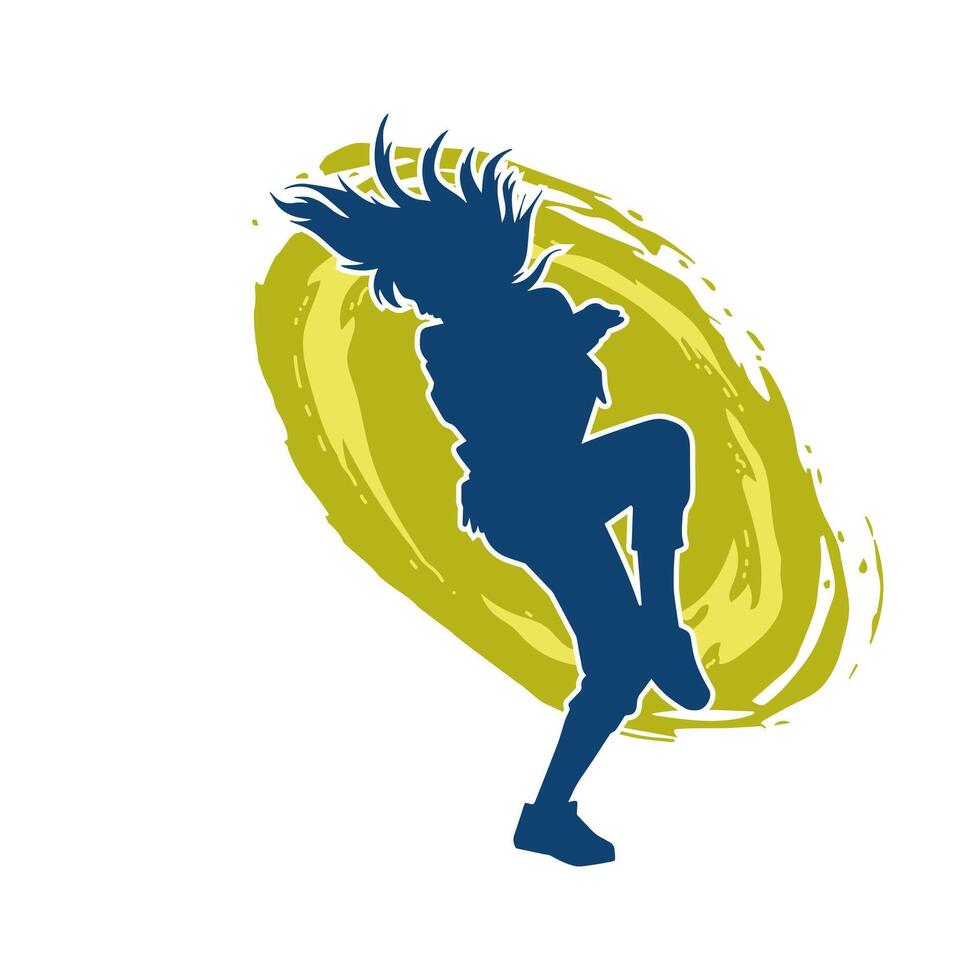 Silhouette of a slim female in dance pose. Silhouette of a woman dancing. vector