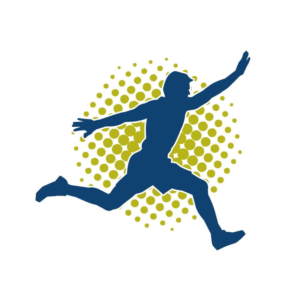 Silhouette of a sporty man in running pose. Silhouette of a male run pose. vector