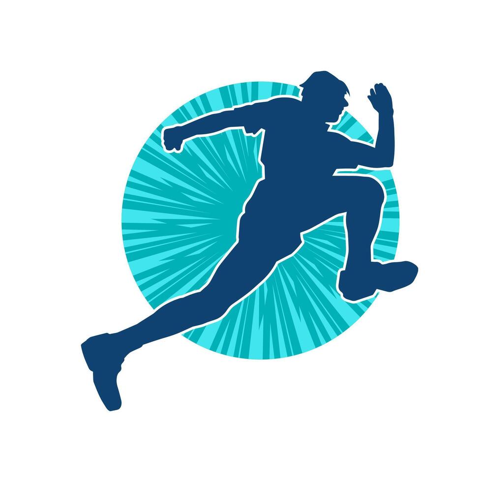 Silhouette of a sporty man in running pose. Silhouette of a male run pose. vector