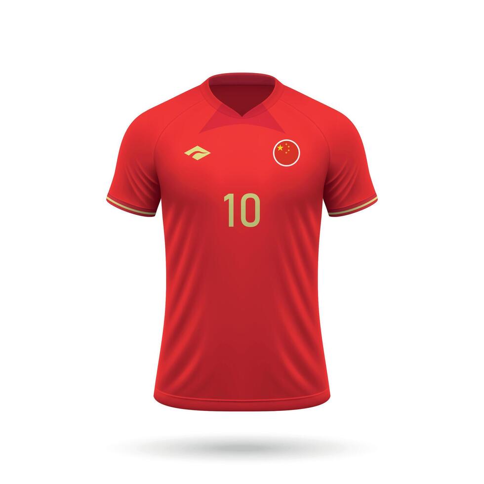 3d realistic soccer jersey China national team 2024 vector