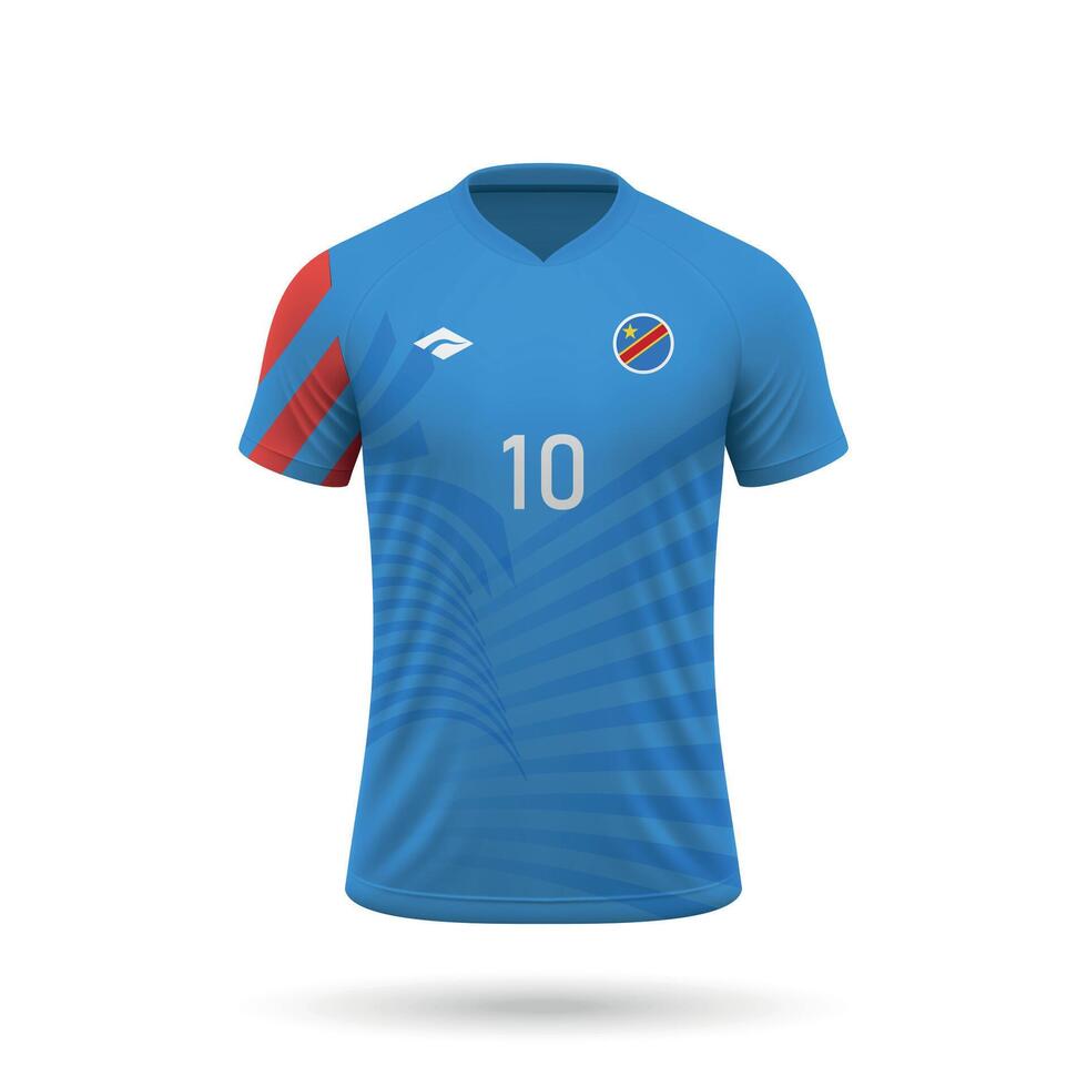 3d realistic soccer jersey DR Congo national team 2024 vector