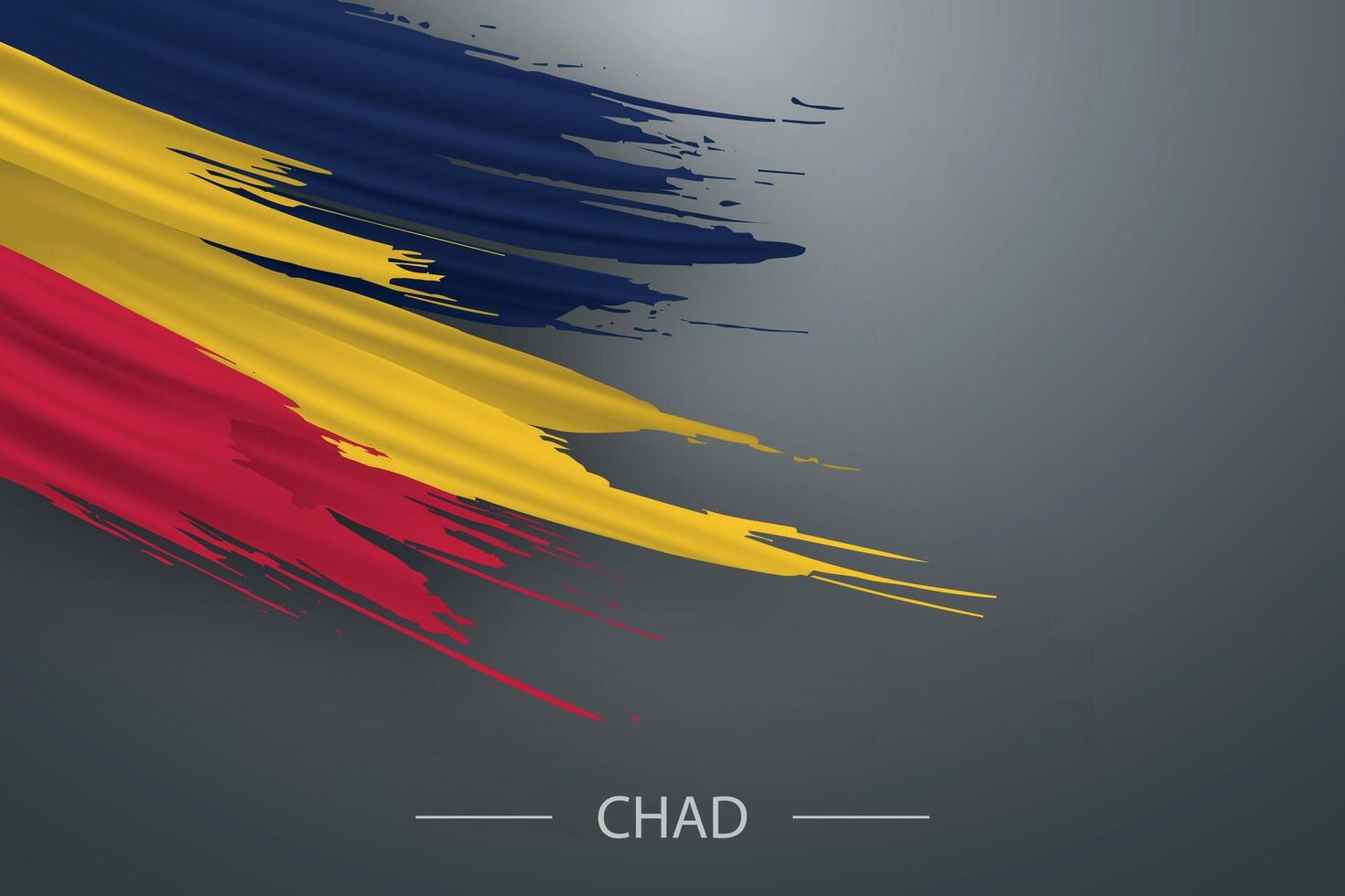 3d grunge brush stroke flag of Chad vector