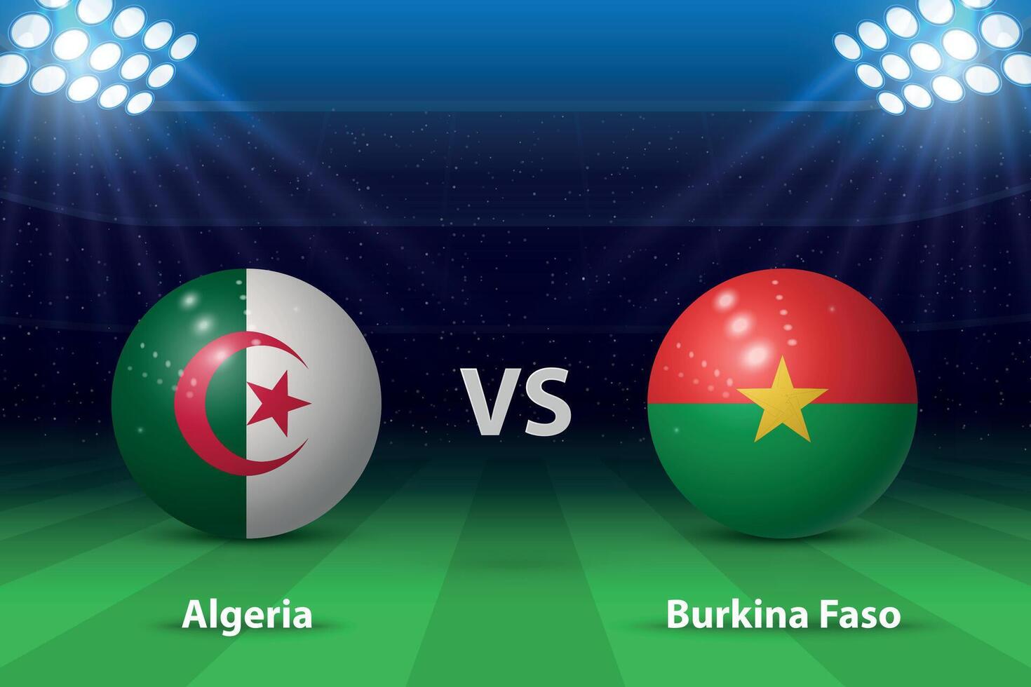 Argelia vs burkina faso fútbol americano marcador transmitir gráfico vector