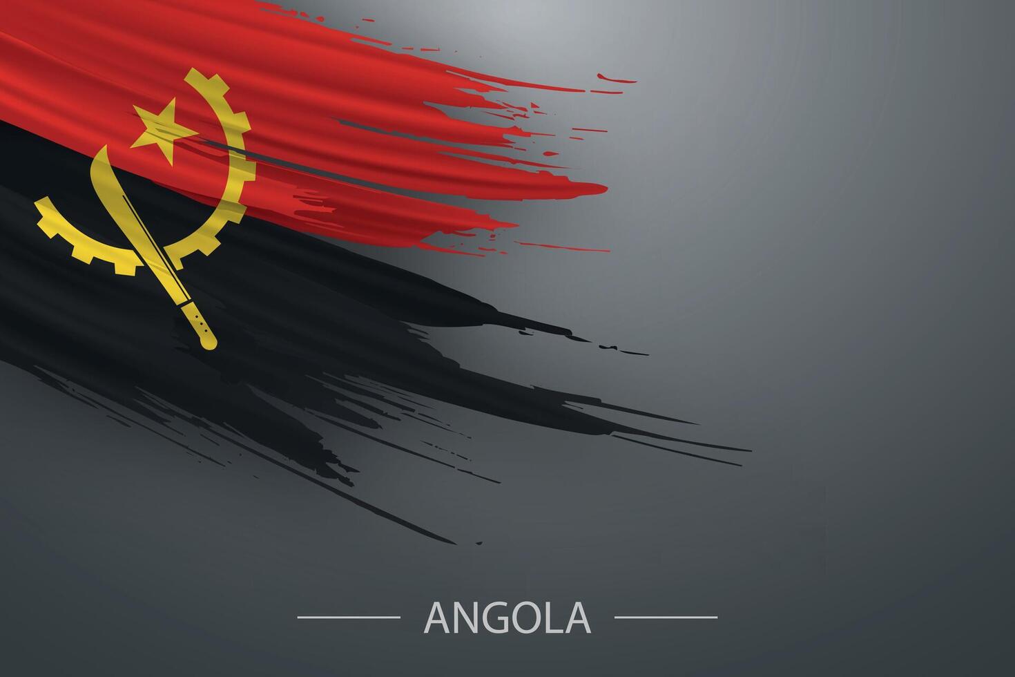 3d grunge brush stroke flag of Angola vector