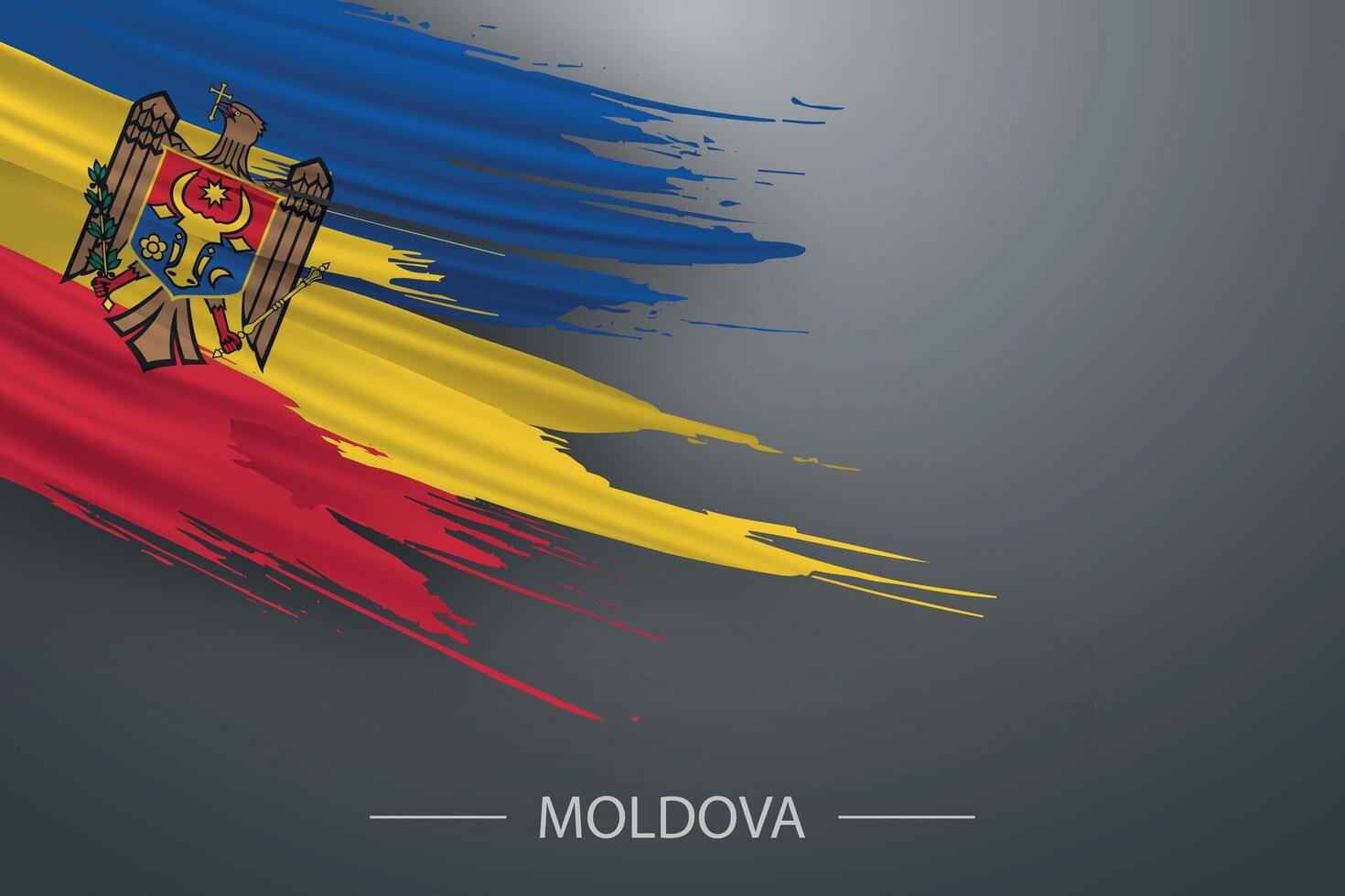 3d grunge brush stroke flag of Moldova vector