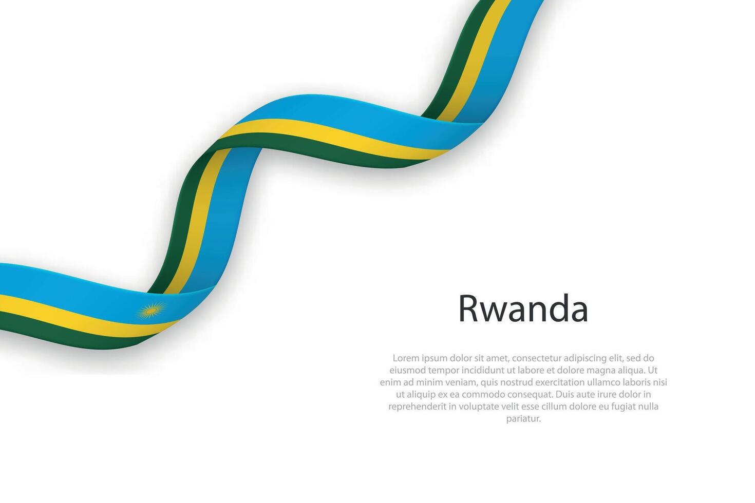 Waving ribbon with flag of Rwanda vector