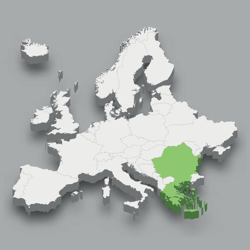 craiova grupo ubicación dentro Europa 3d mapa vector