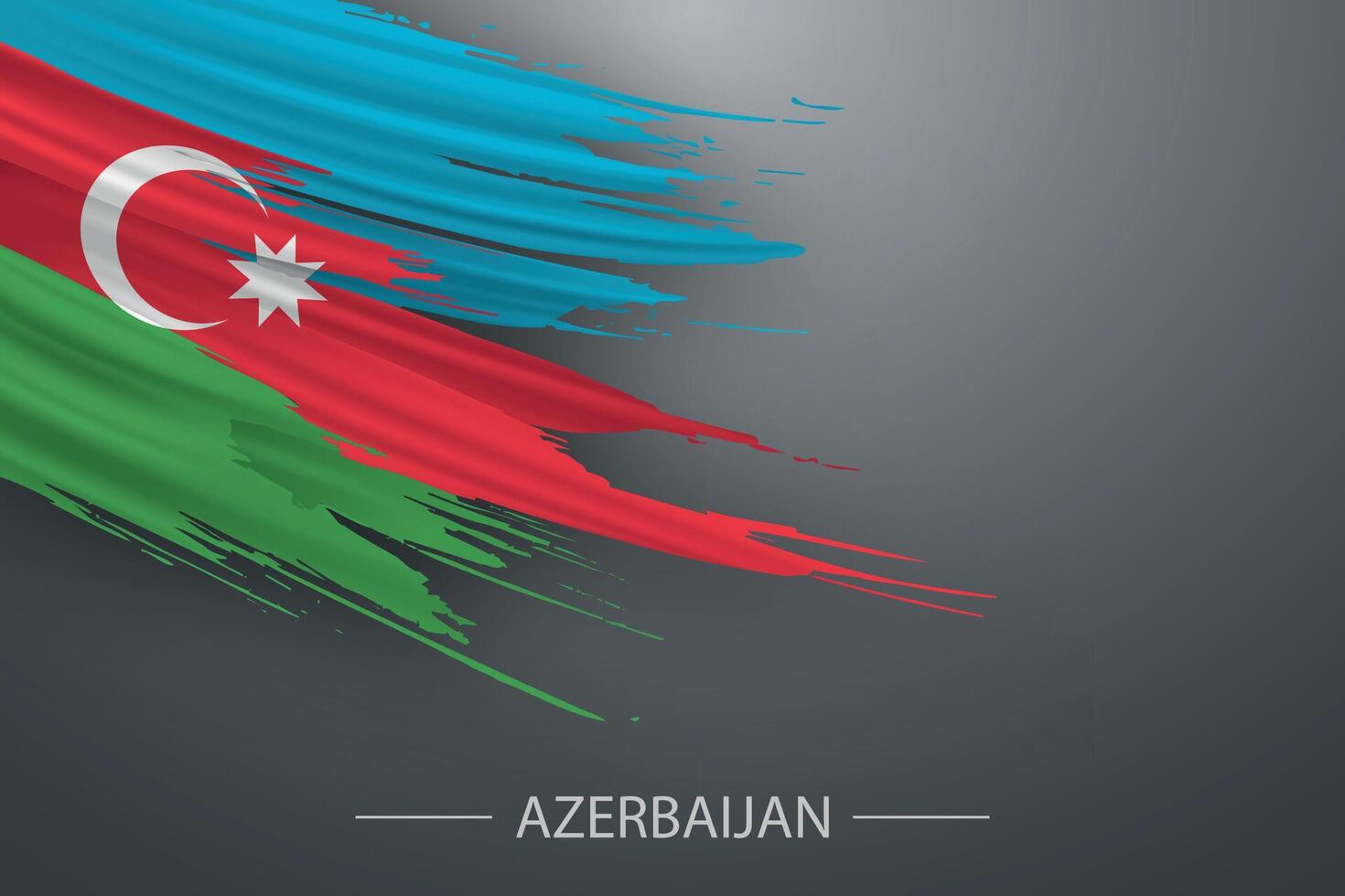 3d grunge brush stroke flag of Azerbaijan vector